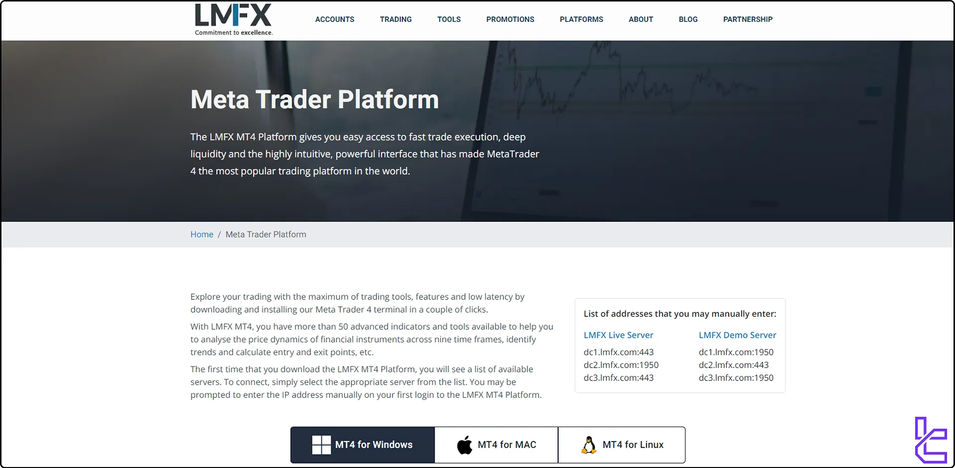 LMFX broker MetaTrader 4 trading platform