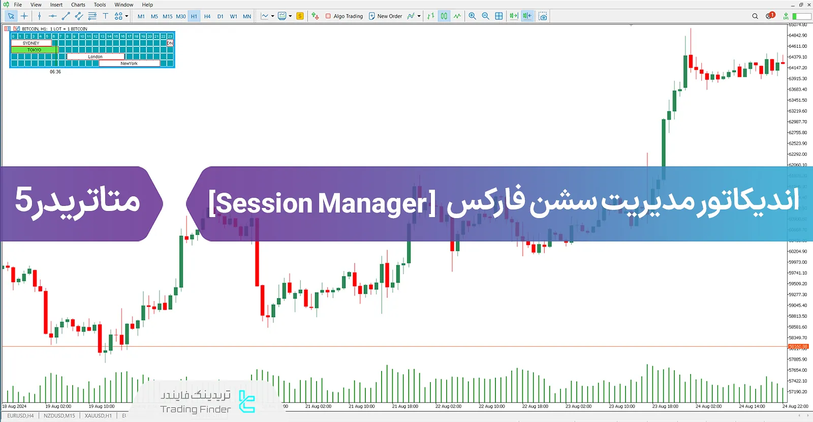 دانلود اندیکاتور مدیریت سشن فارکس (Session Manager) متاتریدر 5 - رایگان - [تریدینگ فایندر]