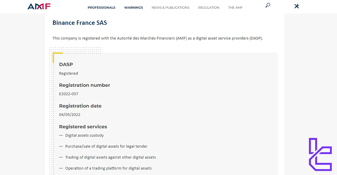 Binance DASP License