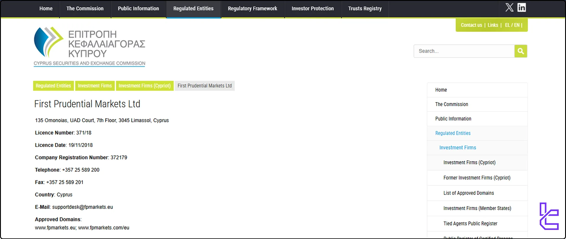 FP Markets CySEC regulation document