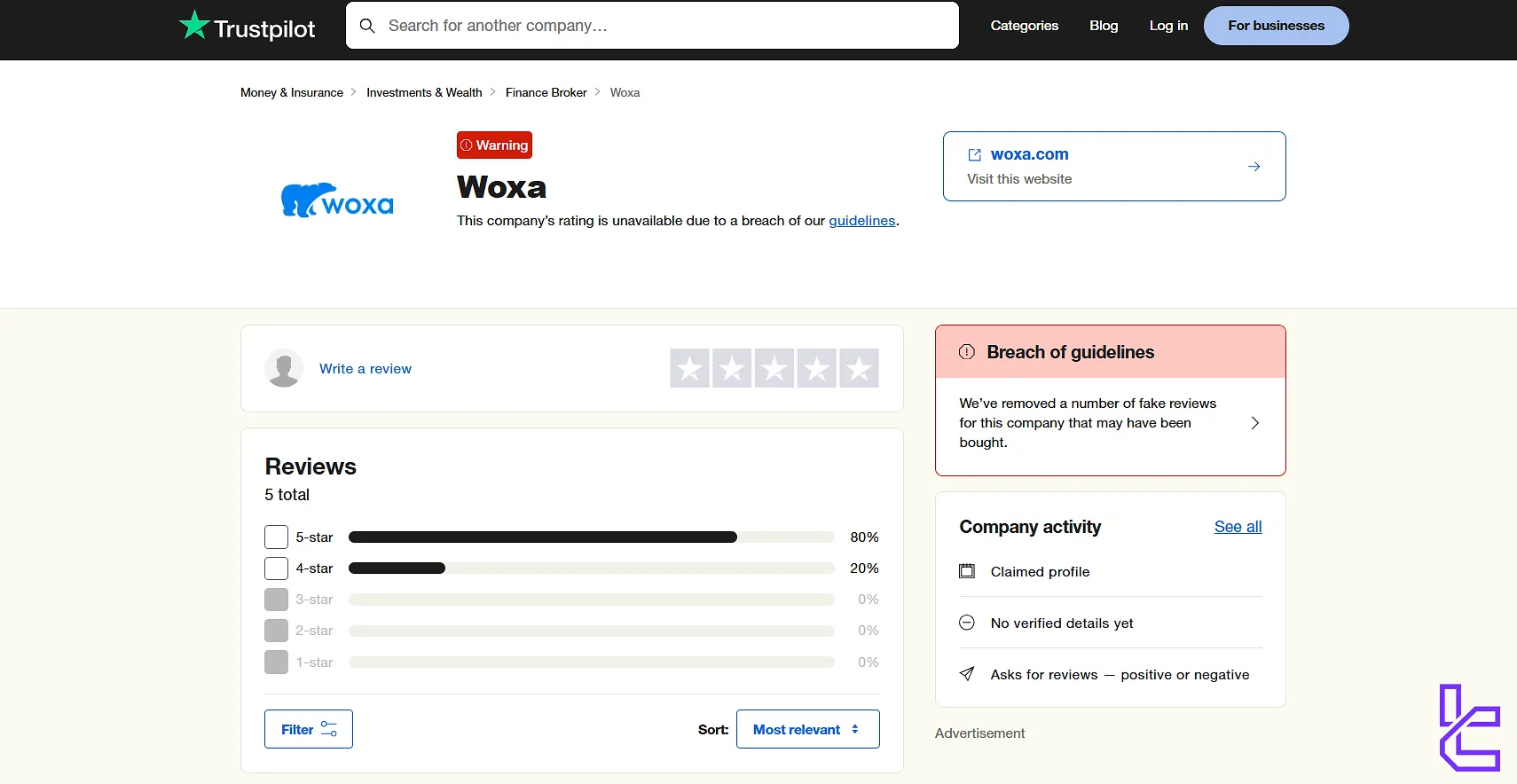 Woxa on Trustpilot