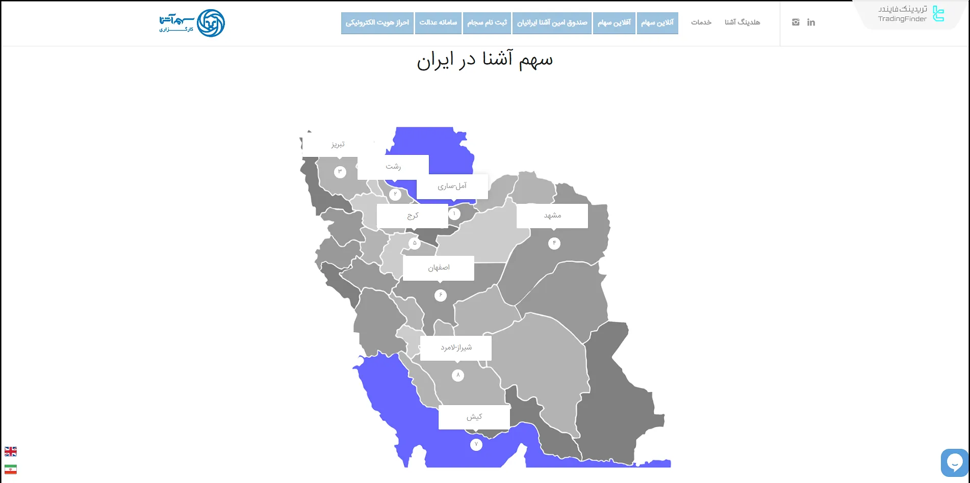 شعب کارگزاری سهم آَشنا در ایران