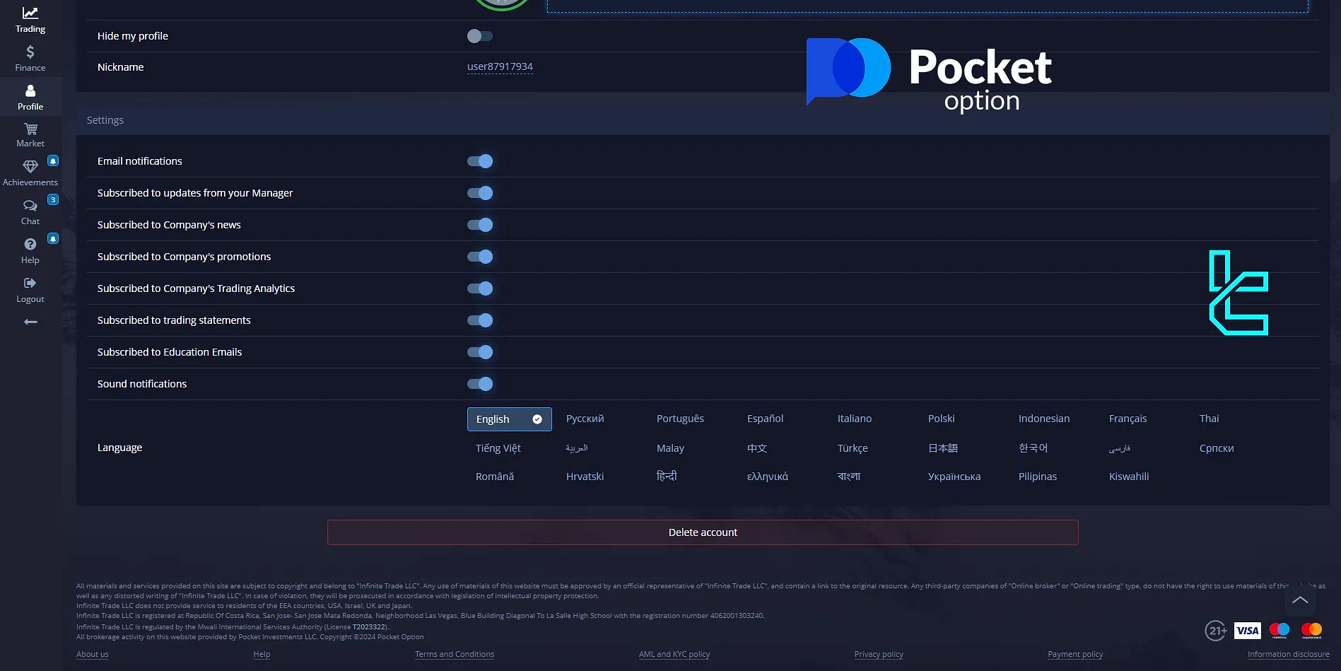 Pocket Option Delete Account (Pocket Option Permanent Account Removal)