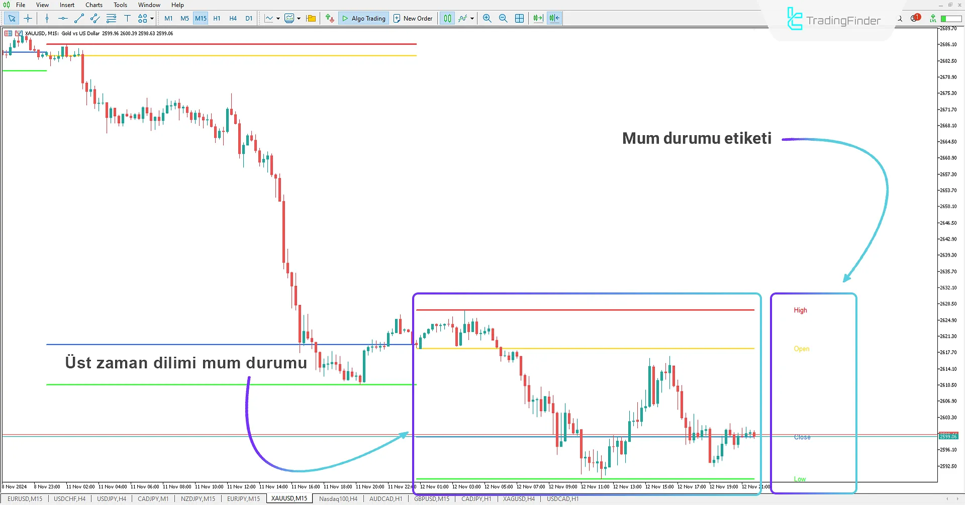 Higher Timeframe OHLC Göstergesi MetaTrader 5 için - Ücretsiz İndir 2