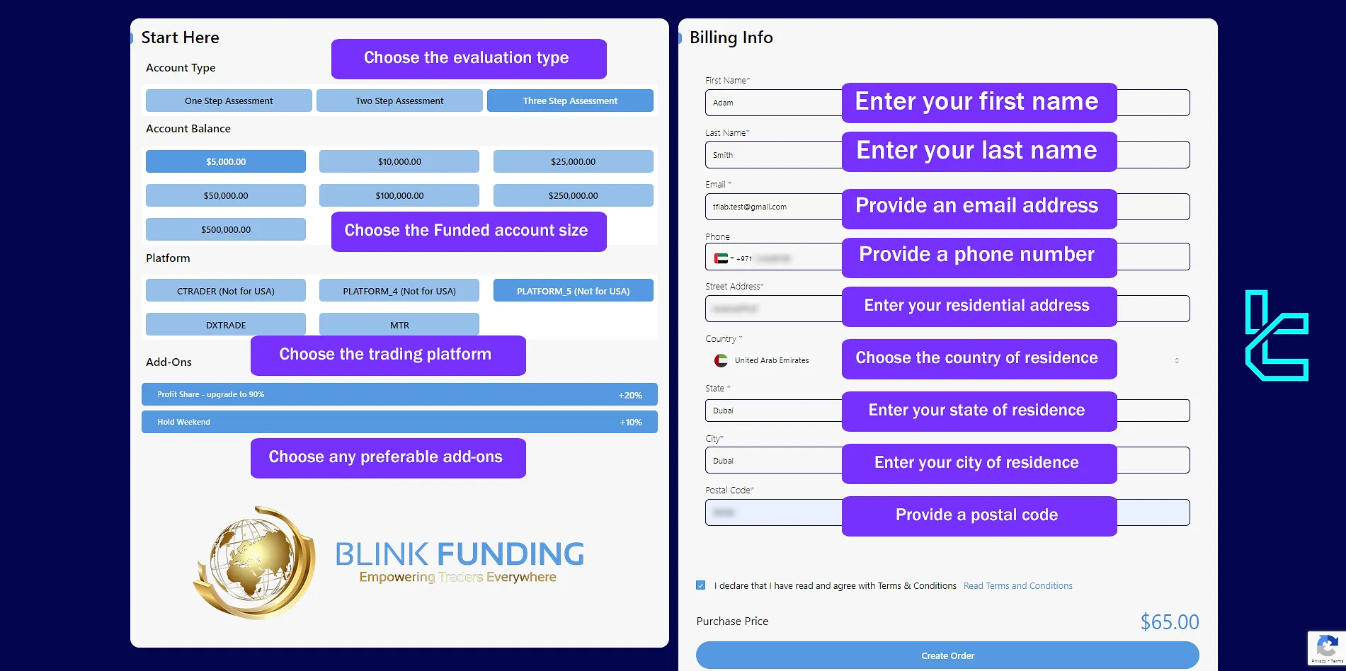 Blink Funding Account Registration and KYC