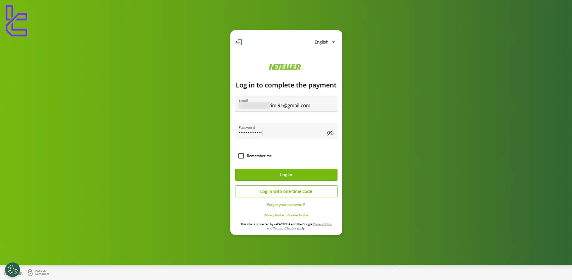 Entering Neteller wallet information