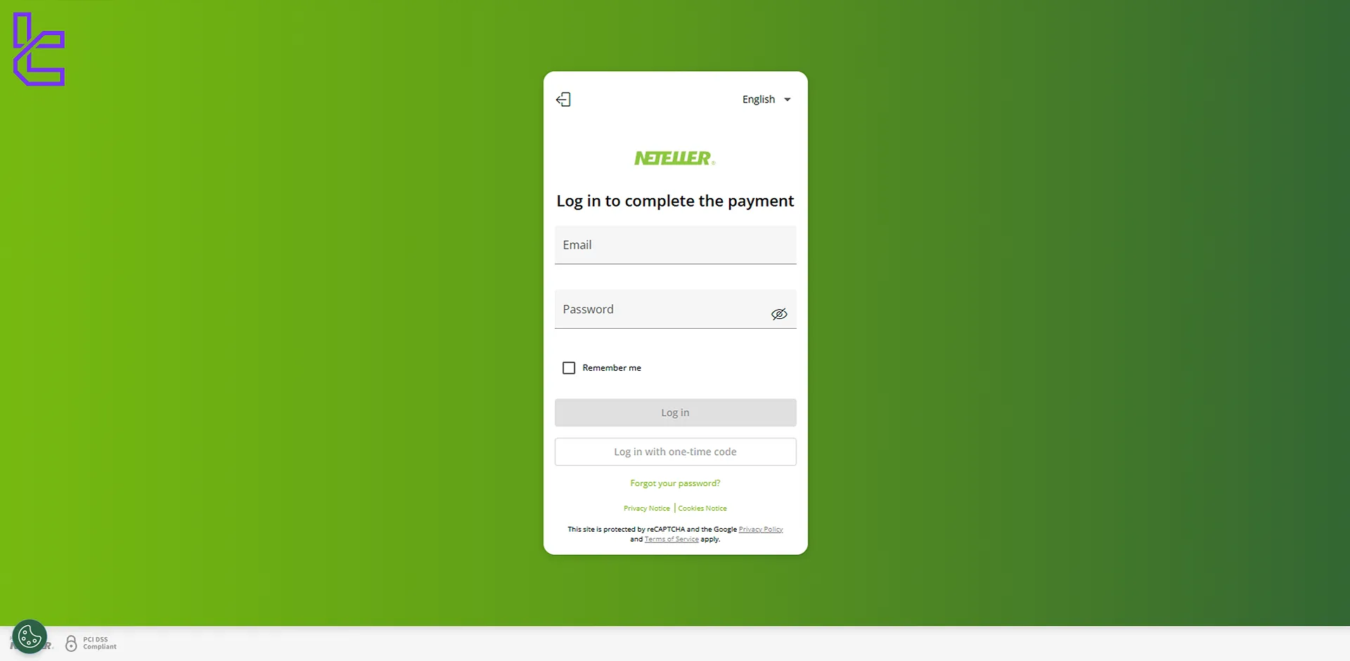 Neteller login page