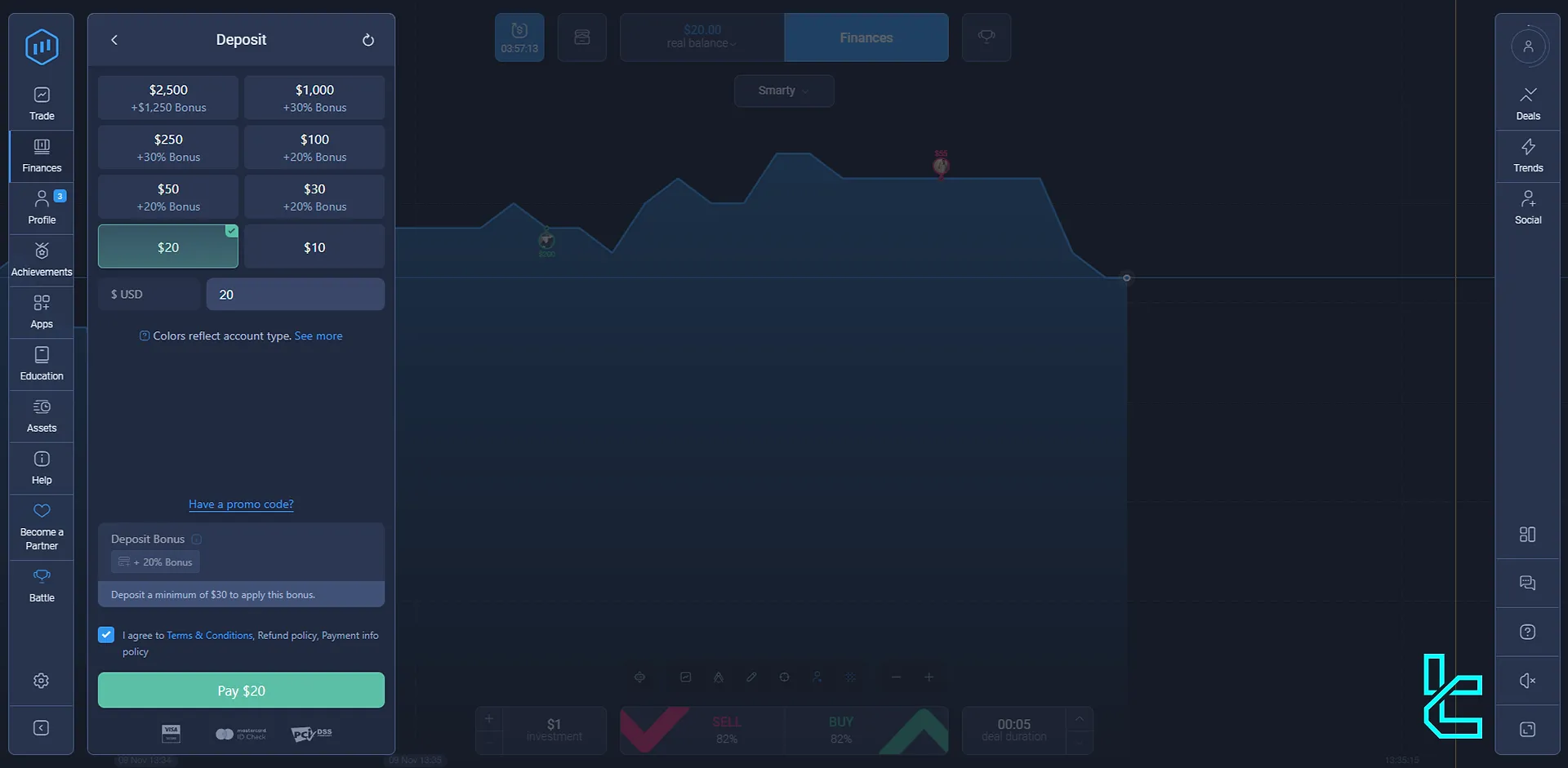 Choosing ExpertOption deposit amount