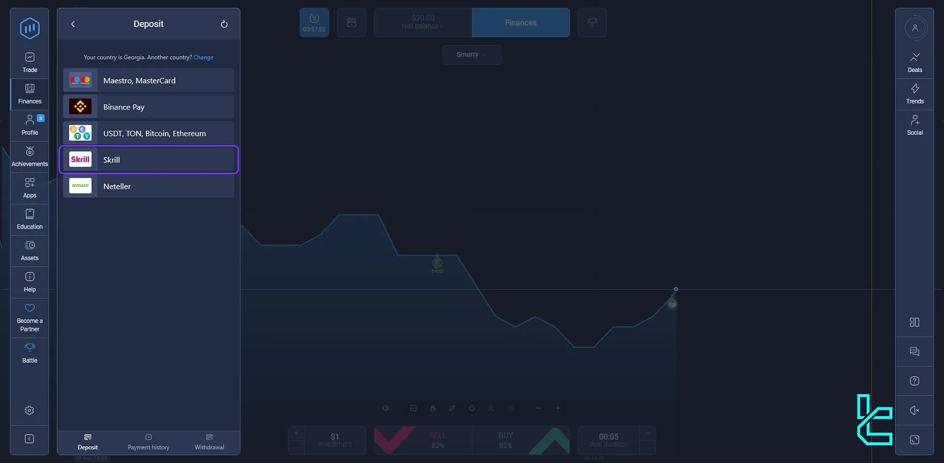 ExpertOption deposit methods