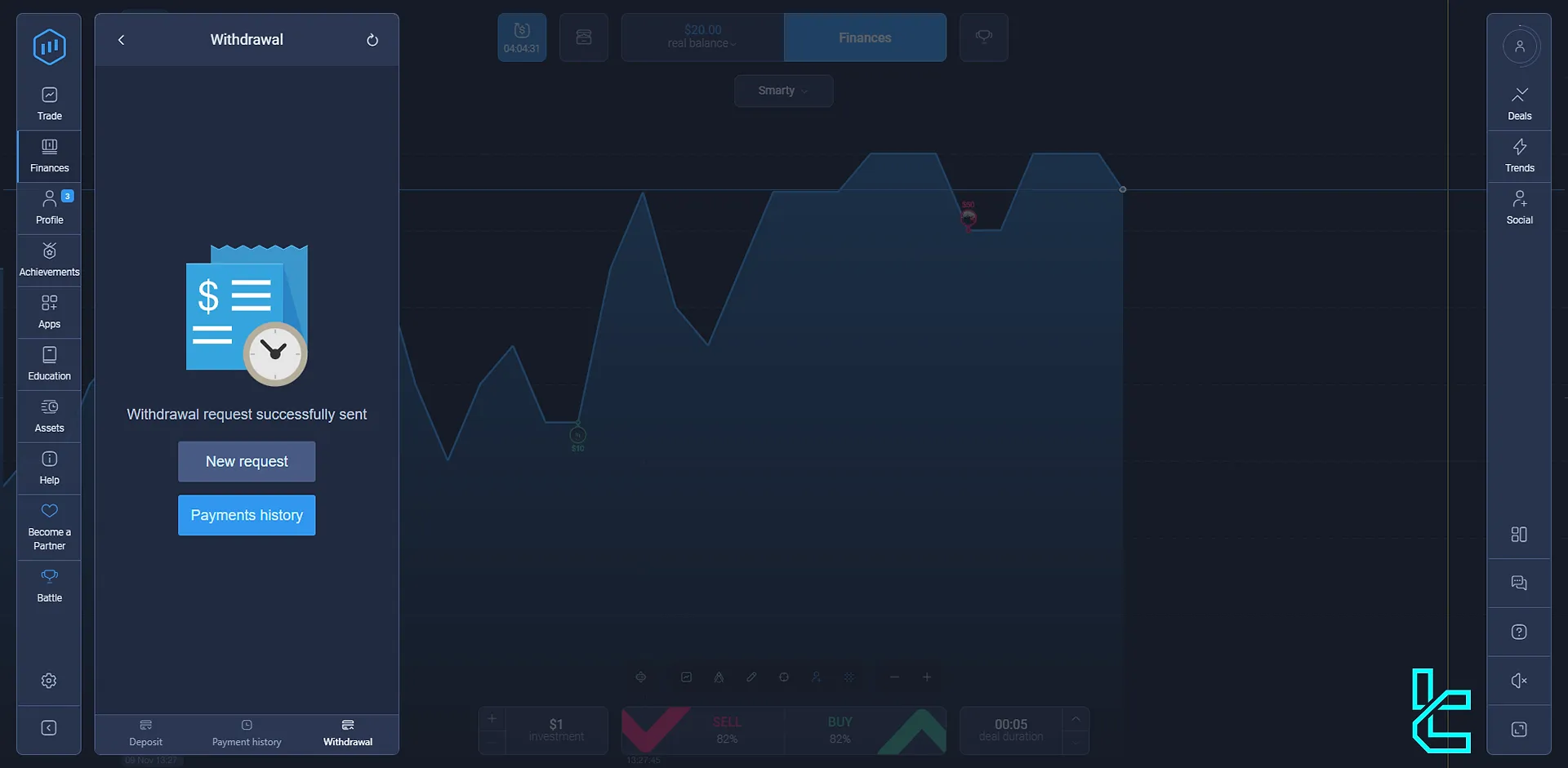 ExpertOption withdrawal successful