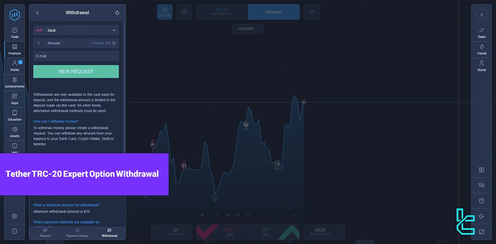 Tether TRC-20 Expert Option Withdrawal in 2024