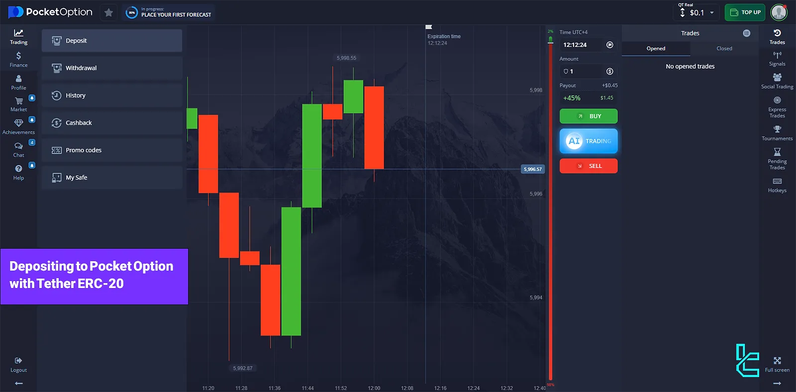 Depositing to Pocket Option with Tether ERC-20