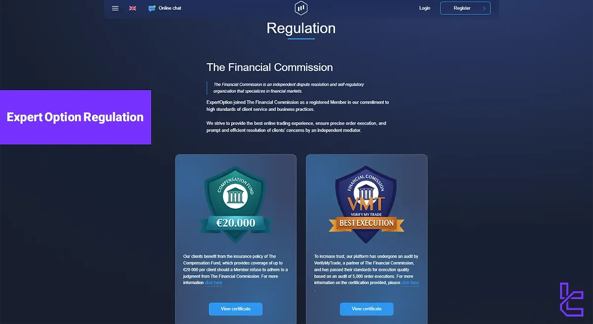 Expert Option Regulation [Financial Commission, VerifyMyTrade] 2025