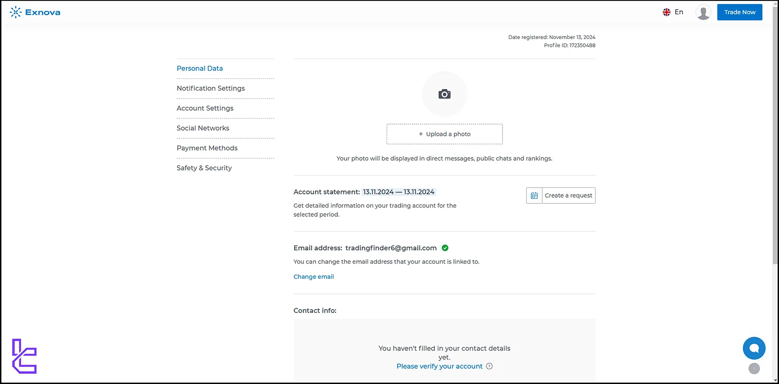 Personal Data section