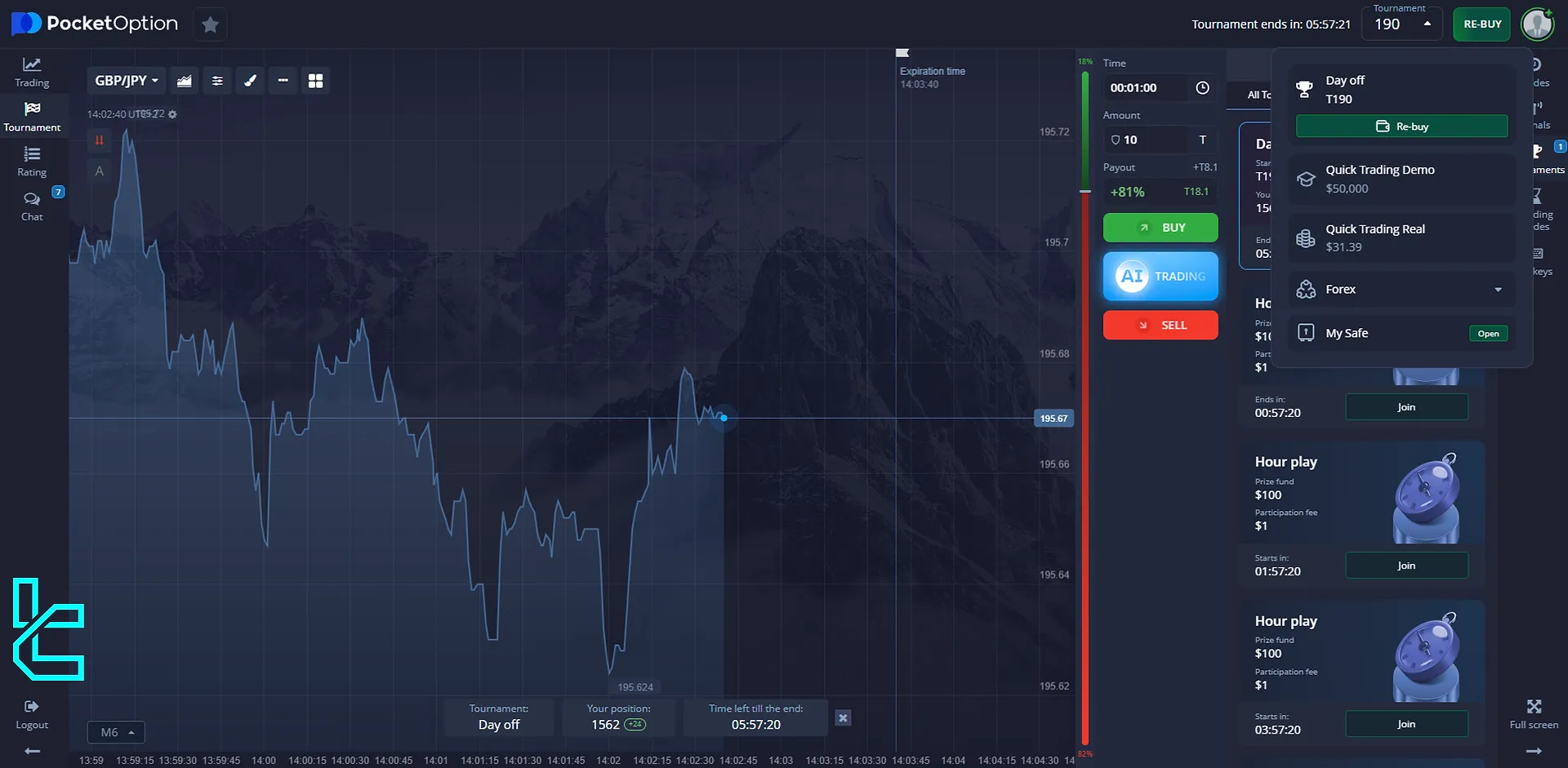 joining multiple tournaments in Pocket Option