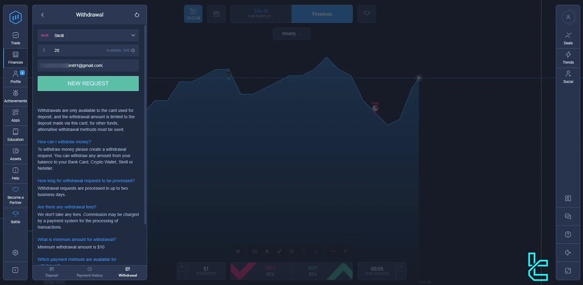 ExpertOption skrill withdraw information