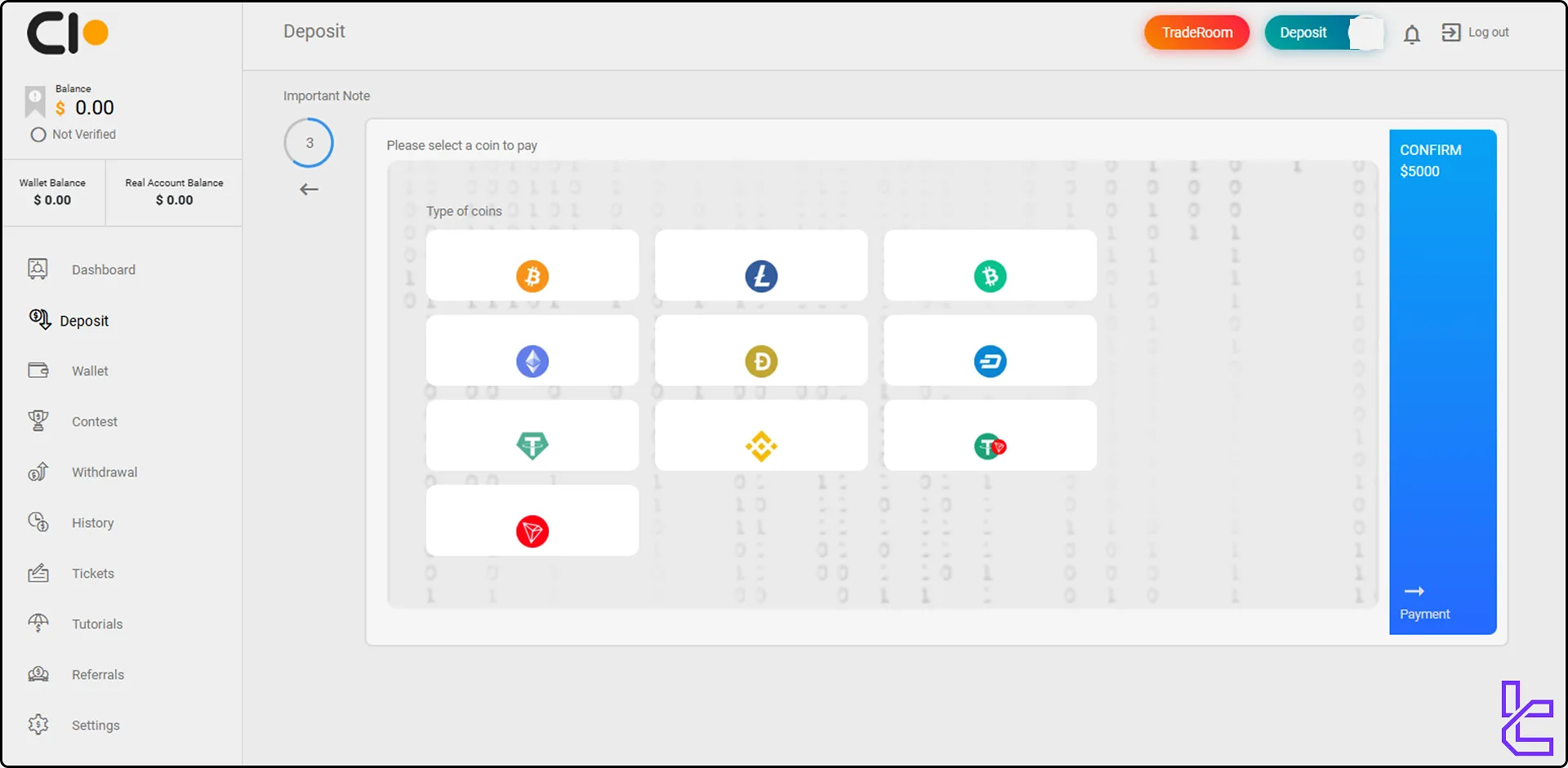 CloseOption available cryptocurrencies for deposits and withdrawals