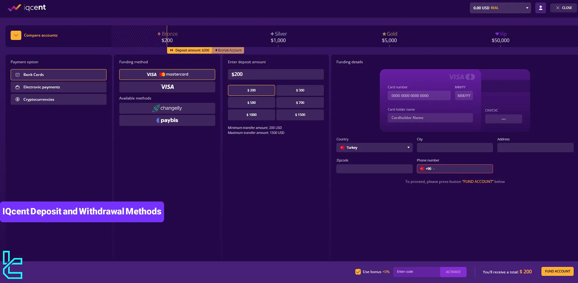 IQcent deposit and withdrawal method