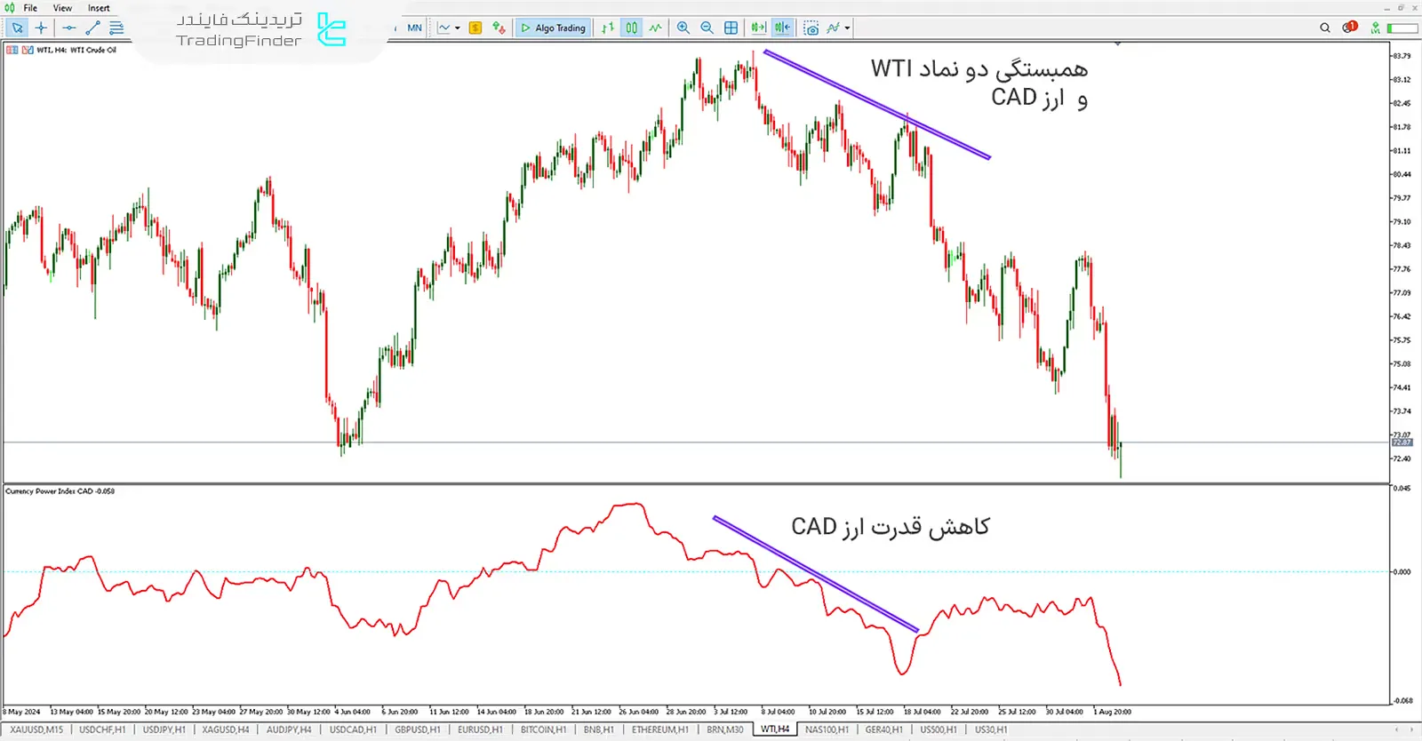 همبستگی منفی در اندیکاتور (CPI)