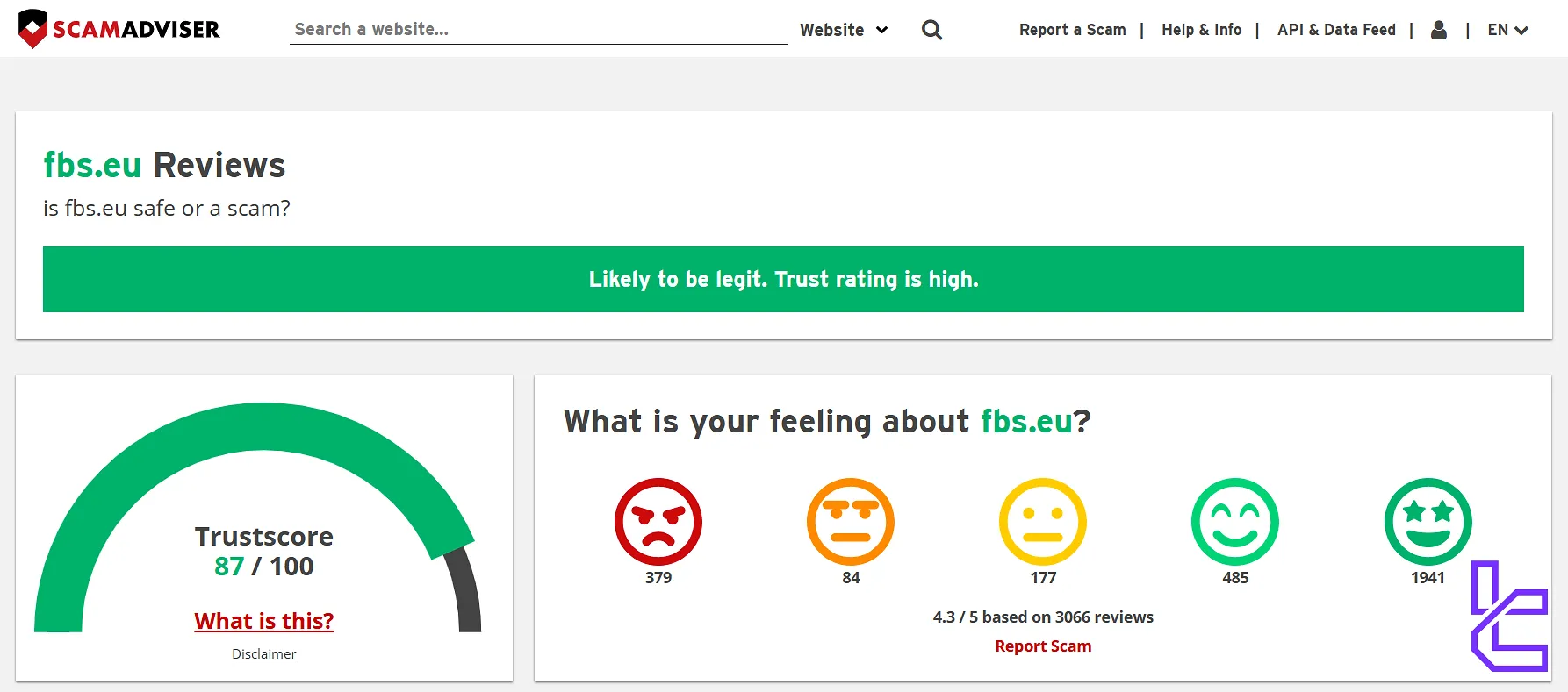 FBS EU on ScamAdviser