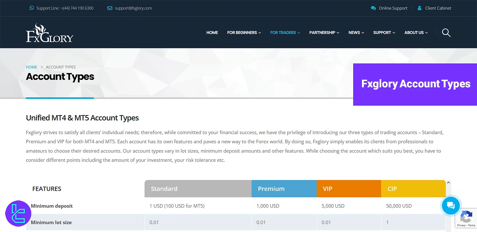 Fxglory Account Types