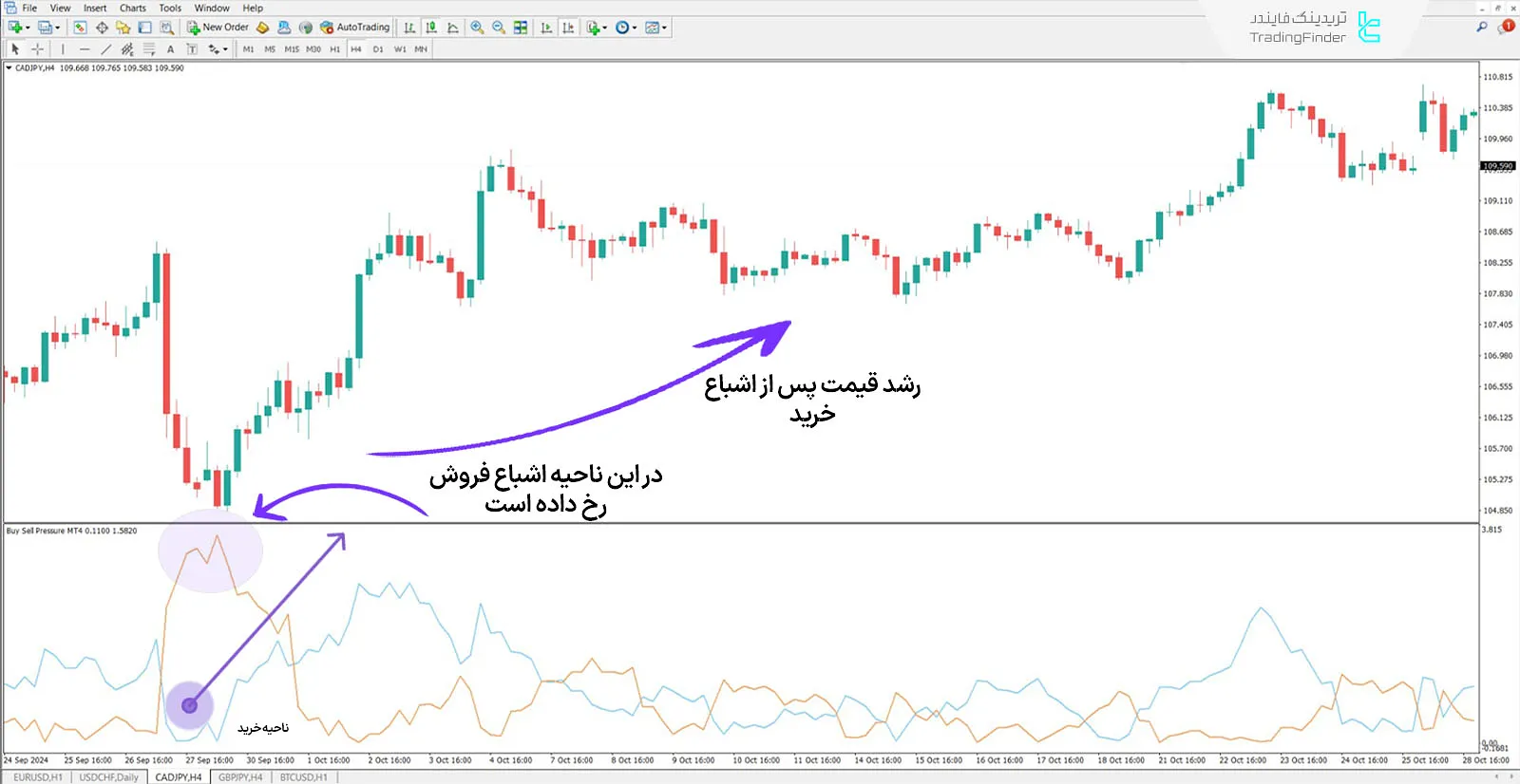 دانلود اندیکاتور اشباع خرید و فروش (Buy Sell Pressure) در متاتریدر 4 - رایگان 1