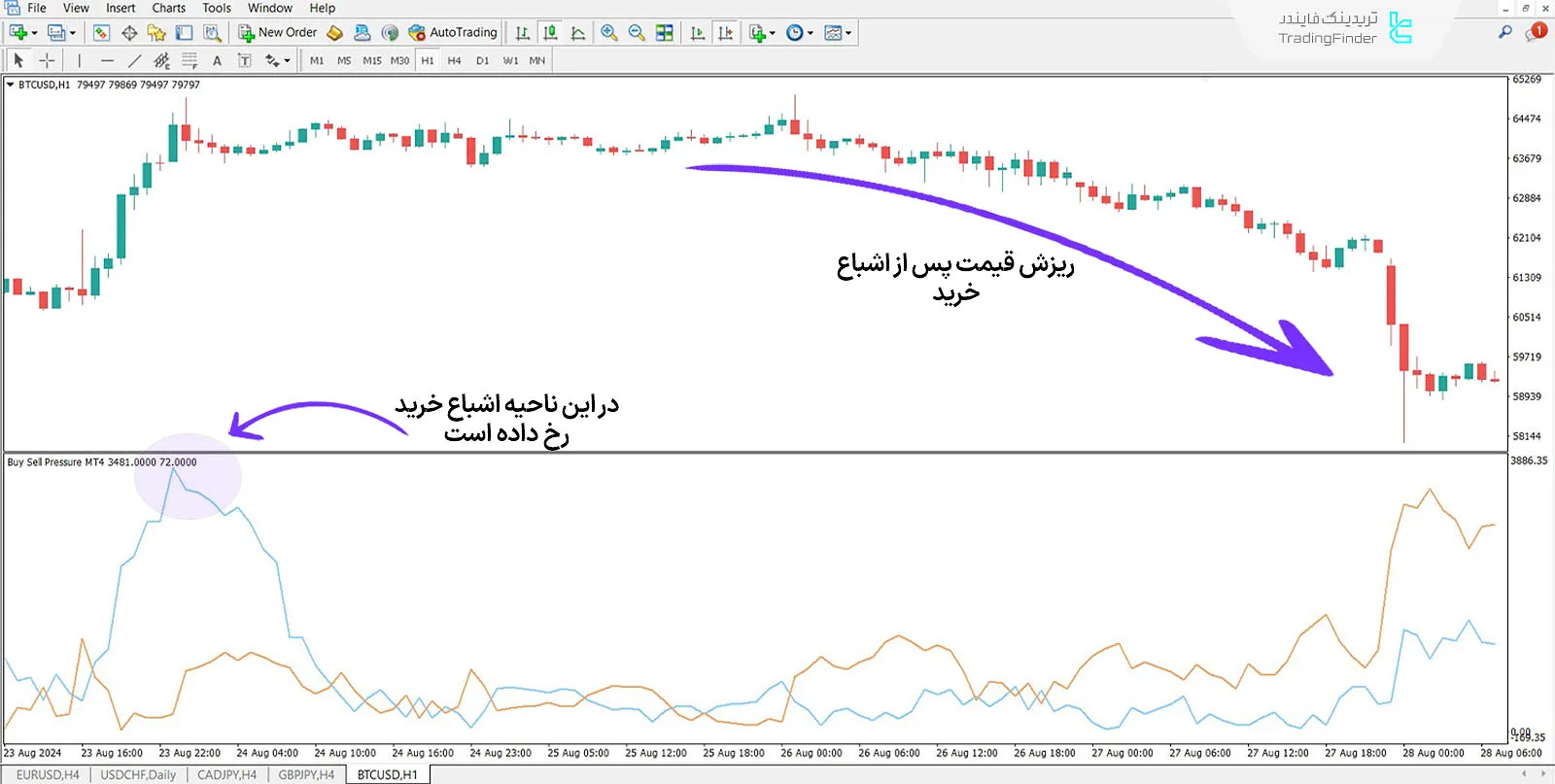 دانلود اندیکاتور اشباع خرید و فروش (Buy Sell Pressure) در متاتریدر 4 - رایگان 2