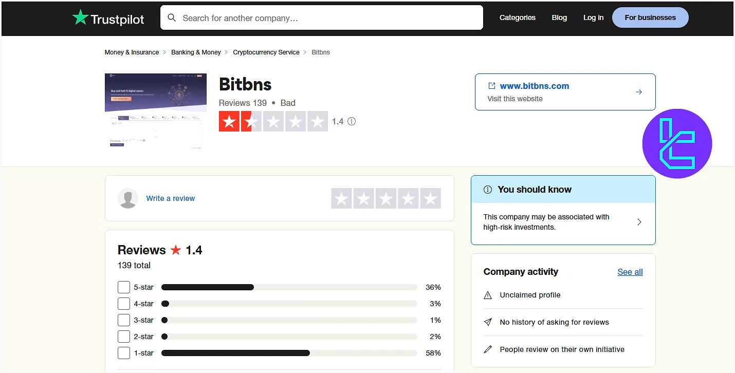 Bitbns TrustPilot