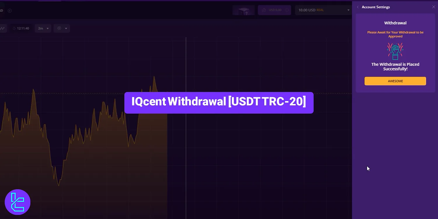 IQcent Tether USDT TRC20 withdrawal