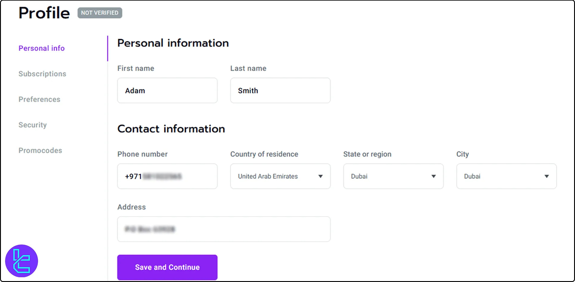 MTrading contact information form