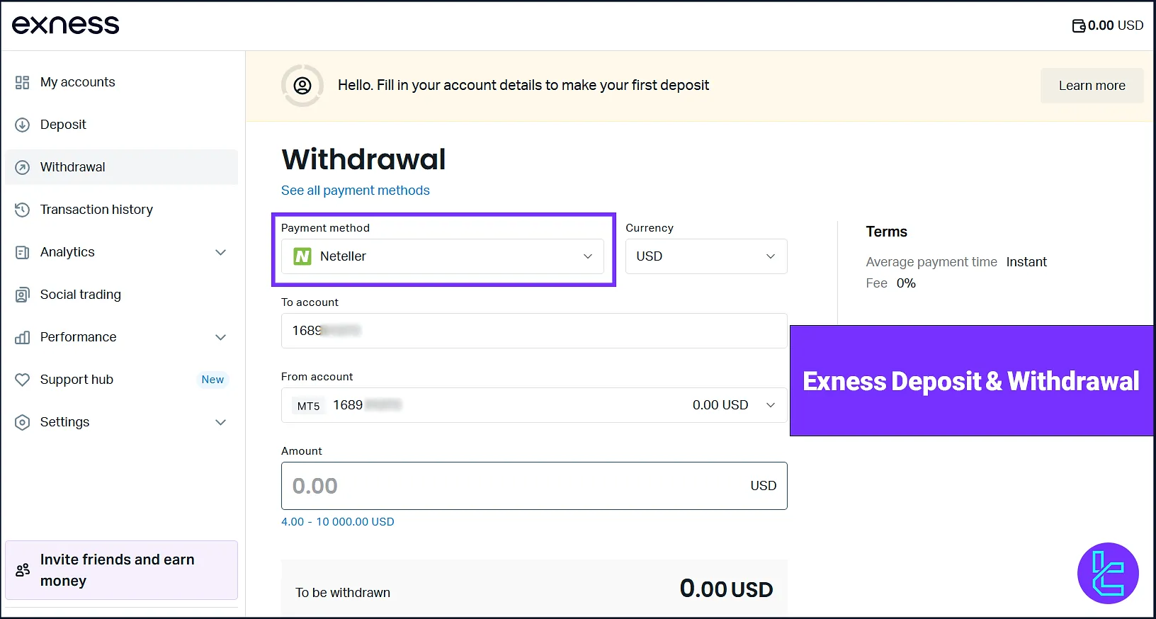 Exness Deposit and Withdrawal