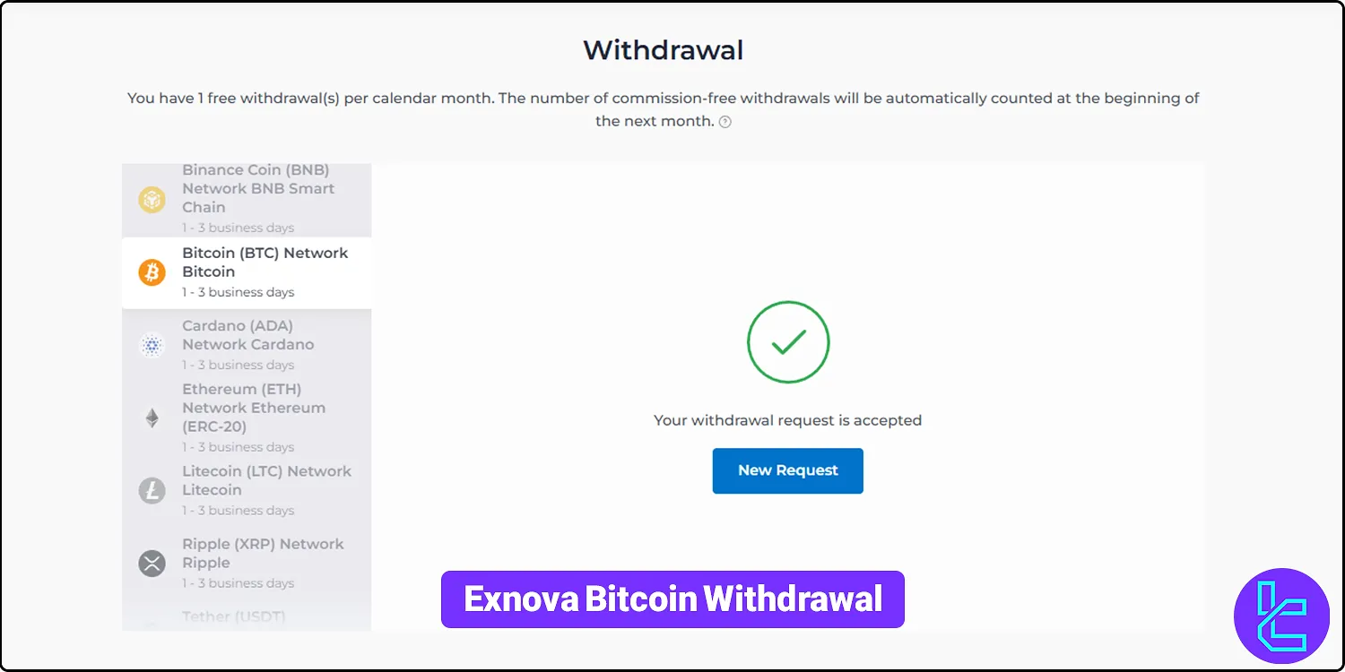 Exnova Bitcoin withdrawal