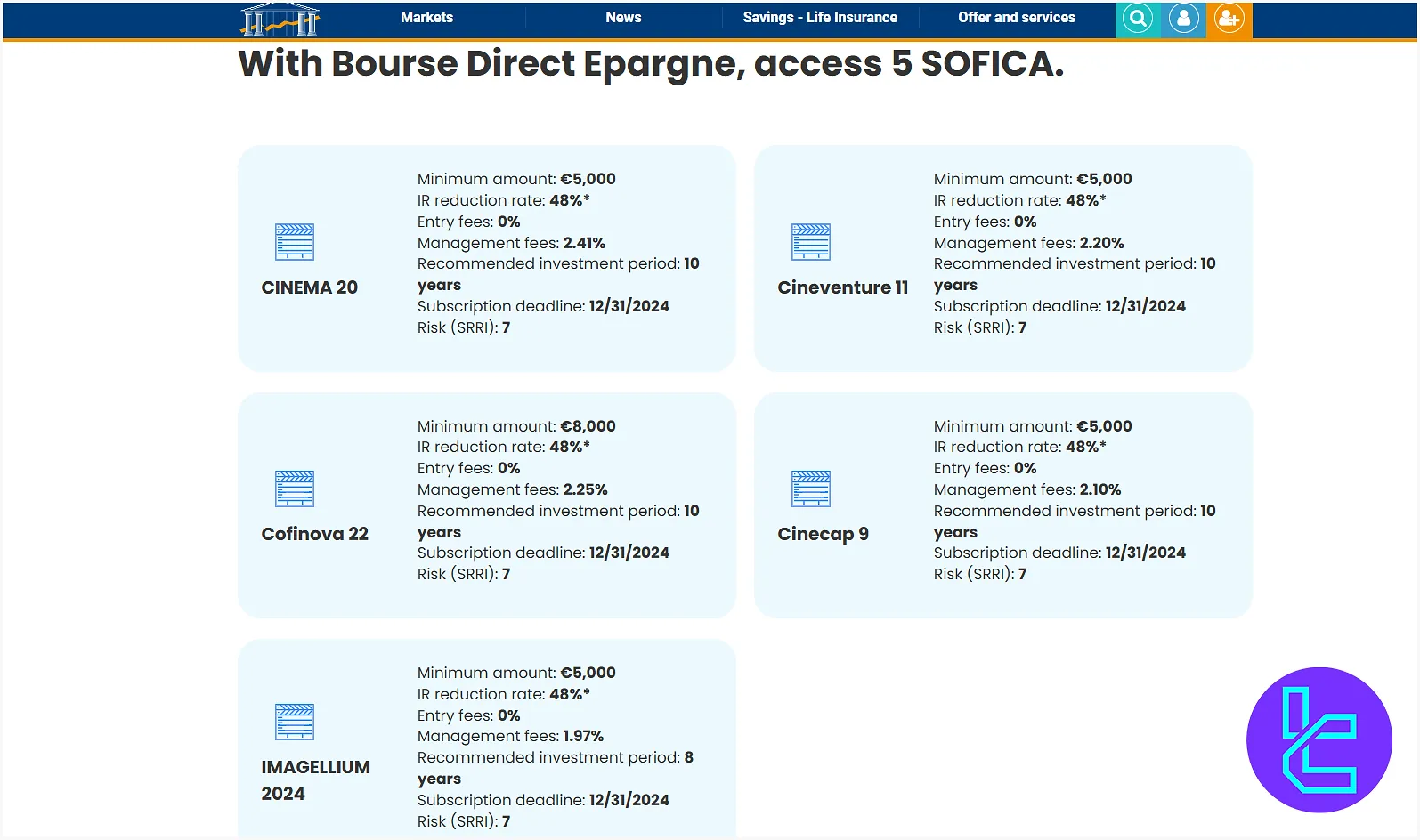 Bourse Direct Cinema Investment