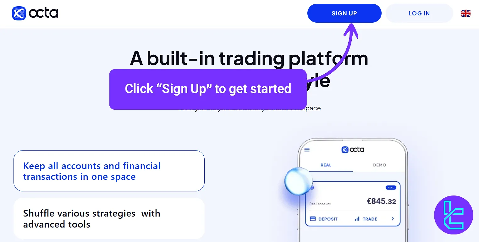 OctaFX EU sign up button