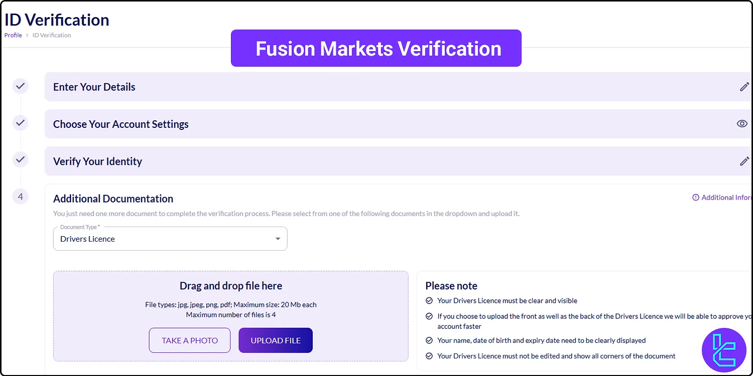 Fusion Markets verification process overview