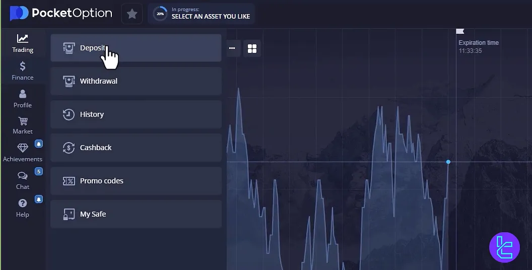 Deposit section in Pocket Option Perfect Money