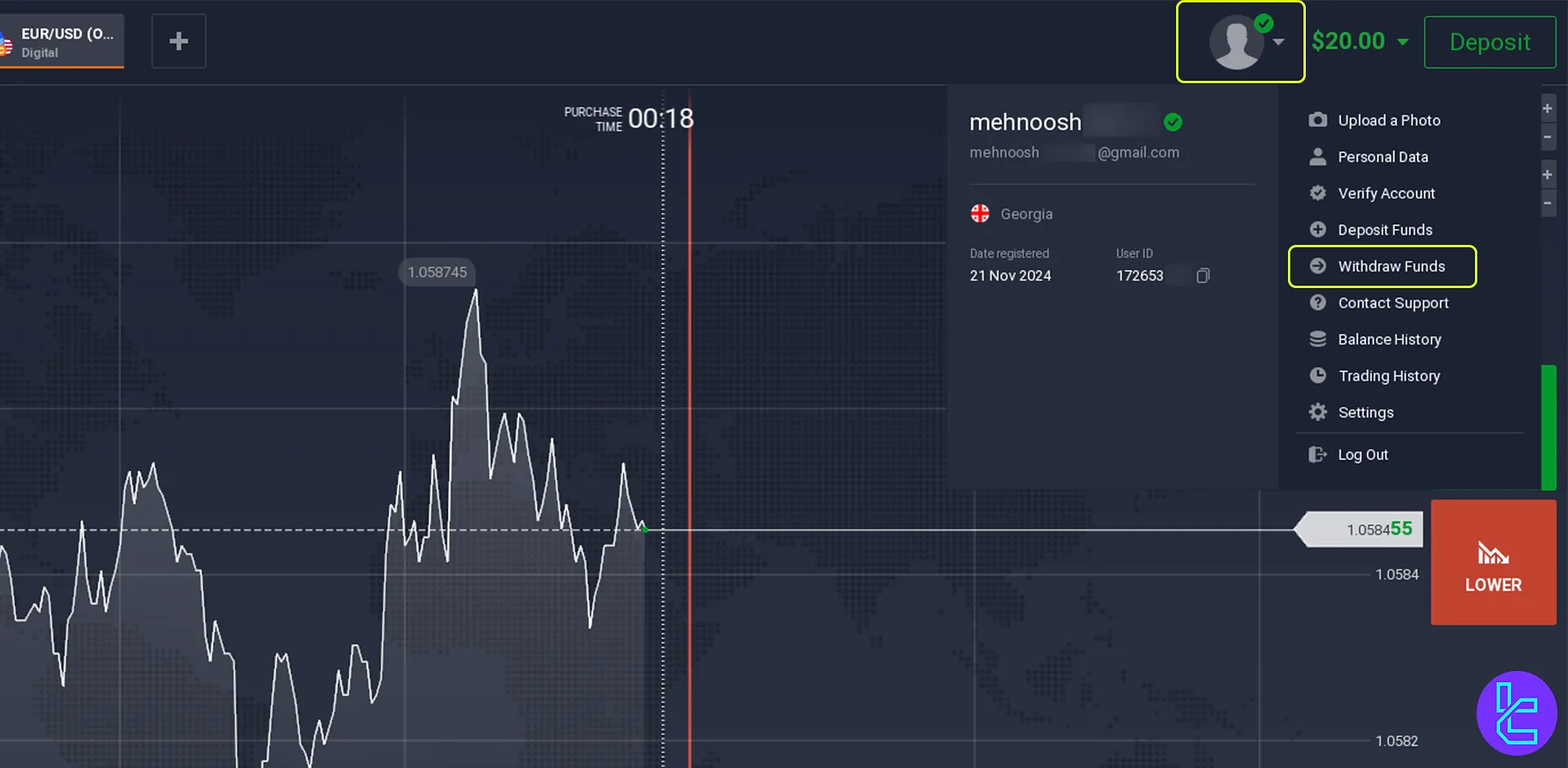 Exnova dashboard and Etheruem withdrawal