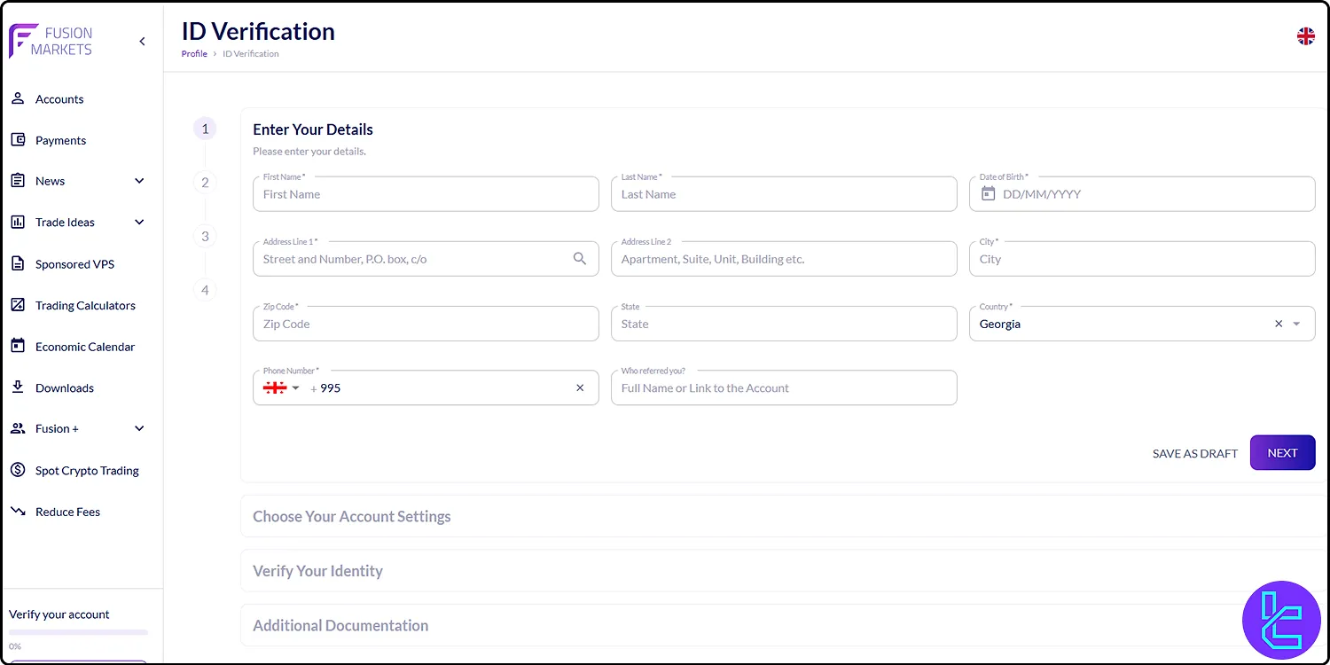 Fusion Markets ID verification