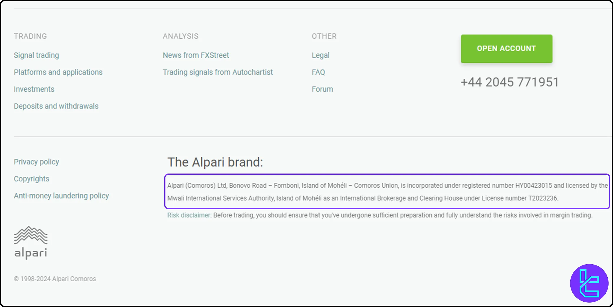 Alpari Option regulation and registered address