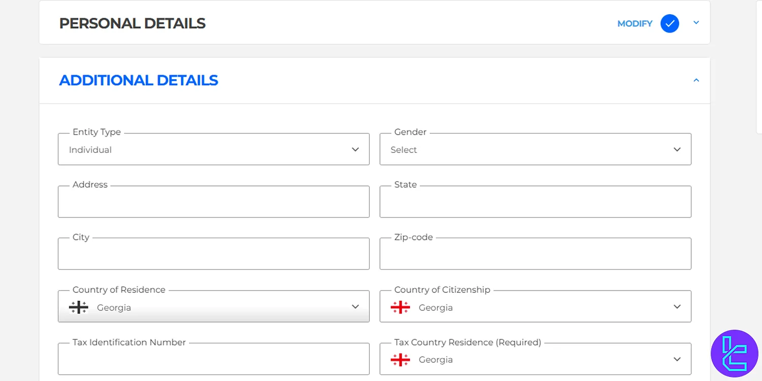 BlackBull registration additional details form