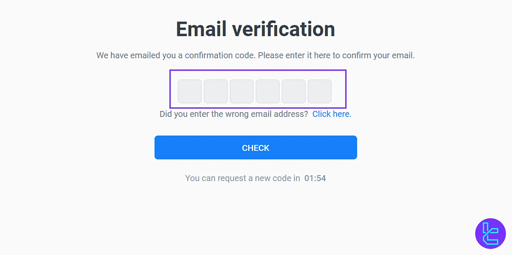 Email verification in the LiteFinance registration process