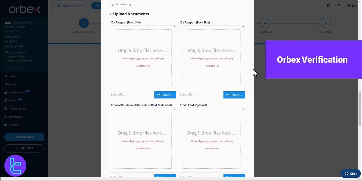 Orbex Verification - Upload [ID card/Address], Card (Optional) 2025