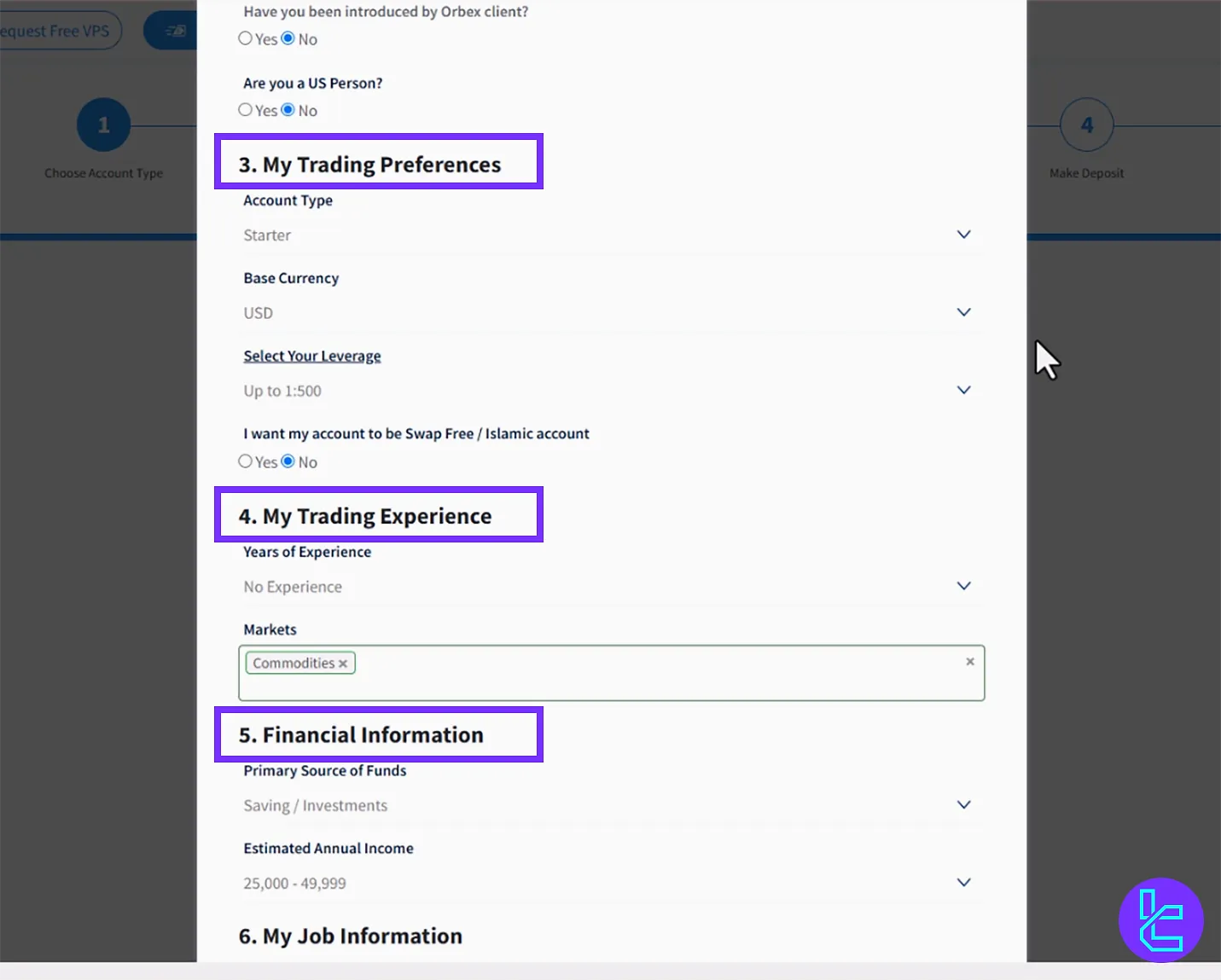 Required fields in the Orbex Verification form