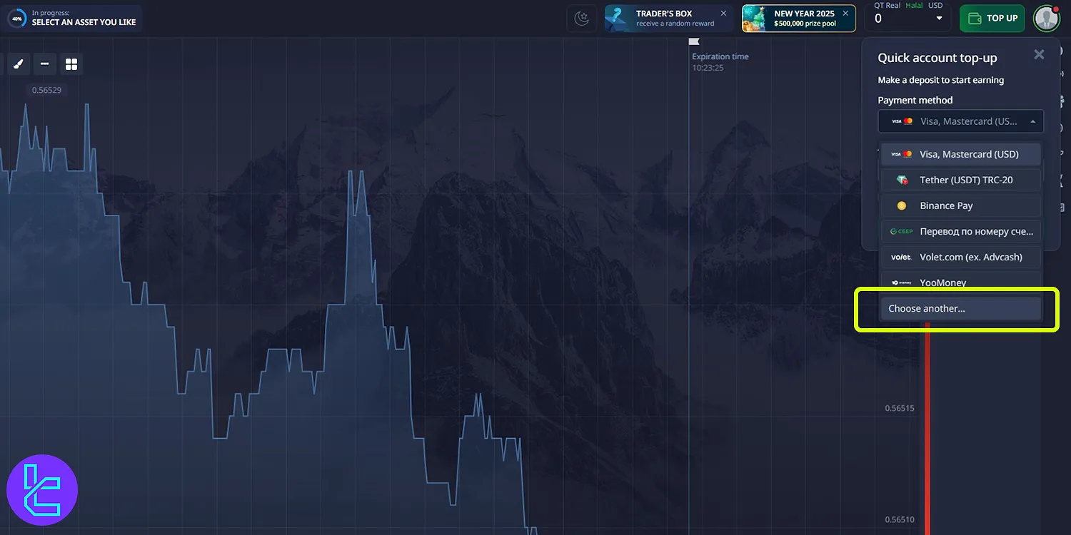 Pocket Option Bitcoin deposit “choose another”