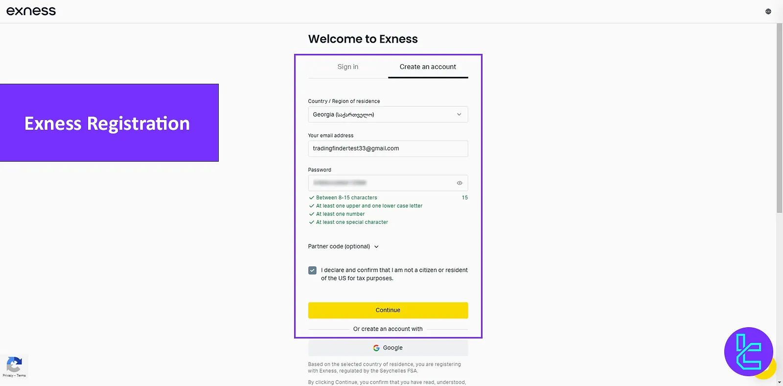 Exness Registration