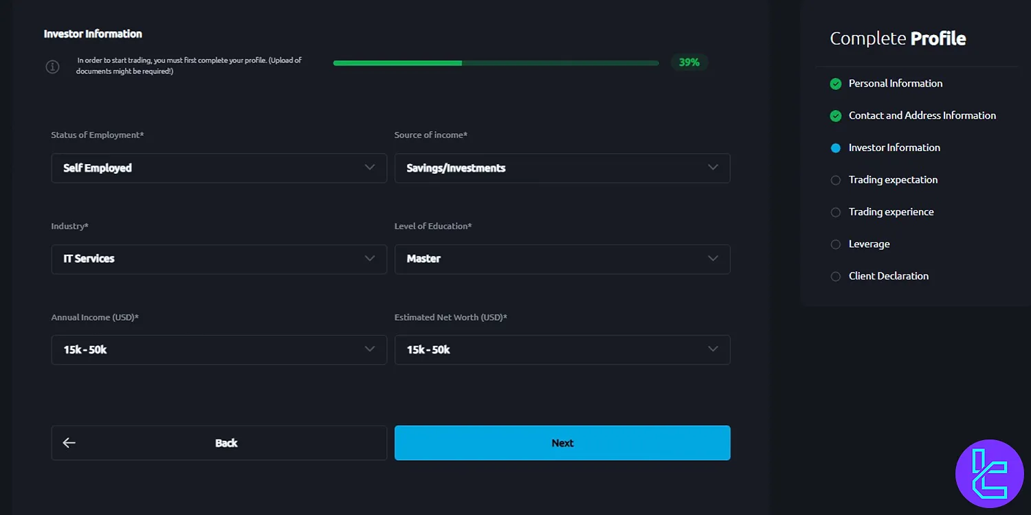 Windsor account verification investor information form