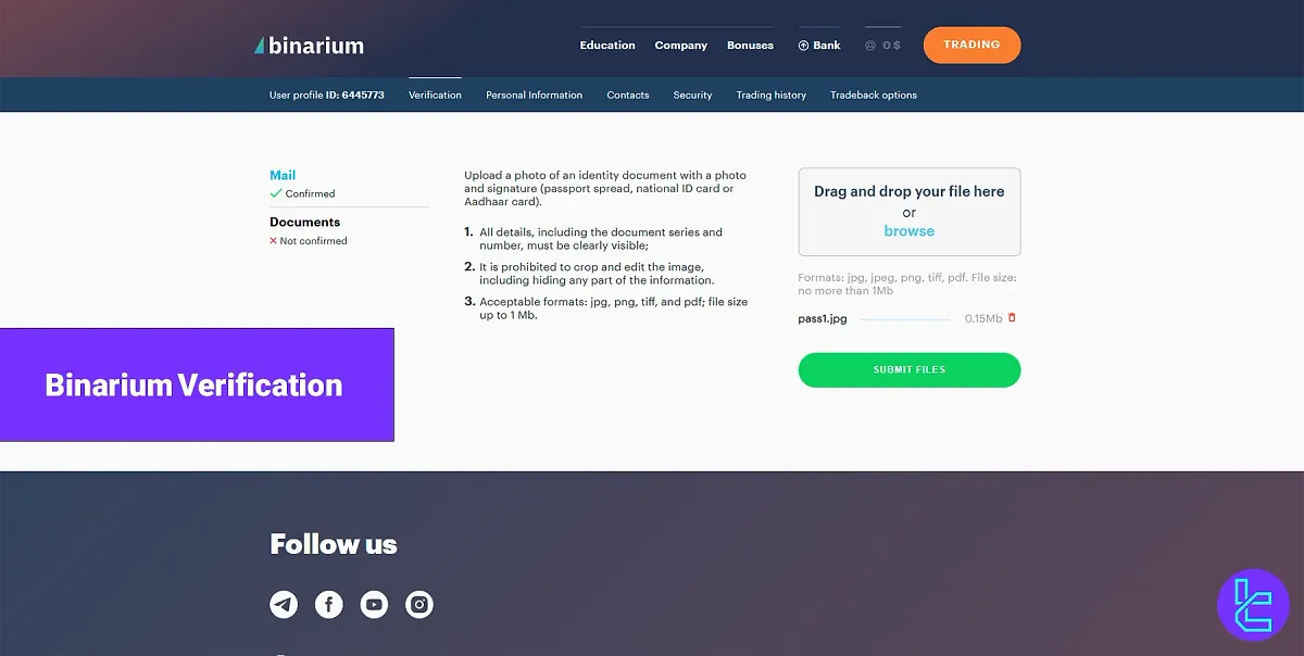 Binarium Verification - KYC with Passport & ID 2025