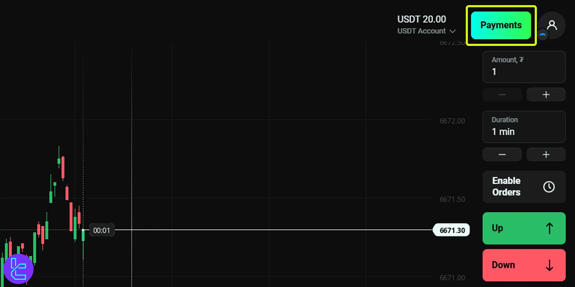 Olymp Trade Tether ERC-20 withdraw payment section