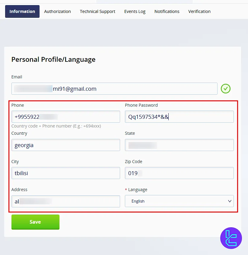 Completing the Personal form as one of the KYC steps in CrystalBall Markets