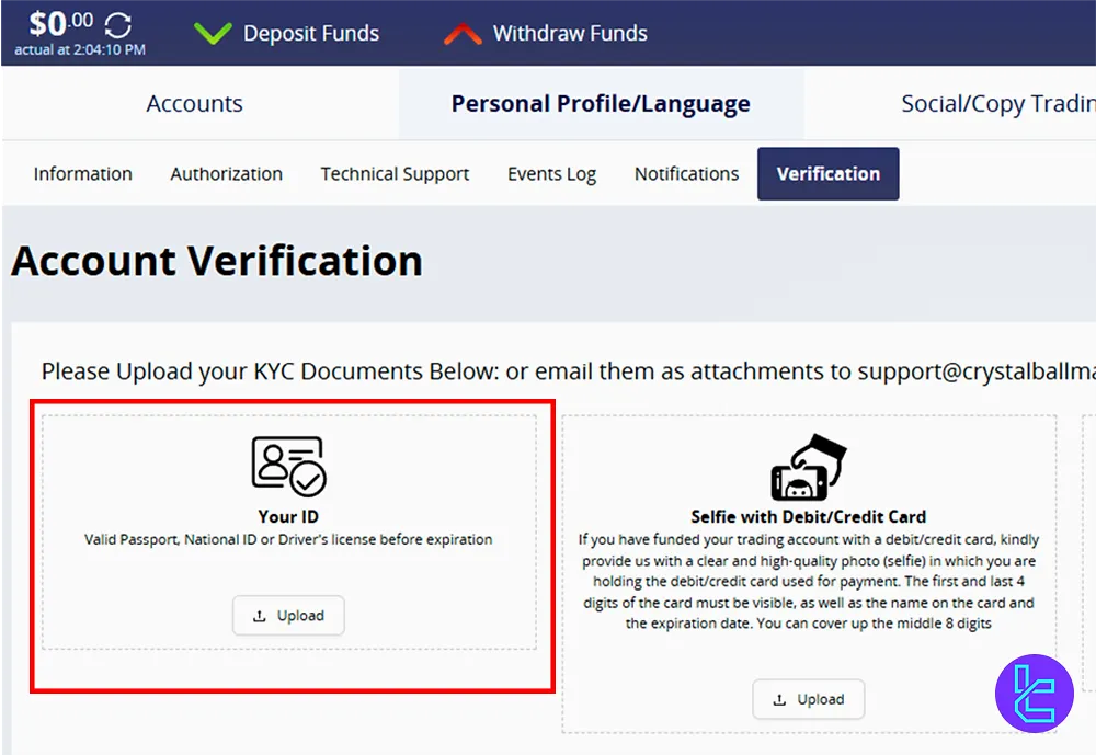 Uploading ID card/passport